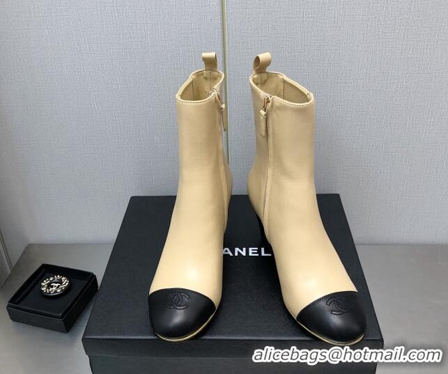 Top Quality Chanel Stretch Lambskin Wedge Ankle Boots G39428 6cm Beige