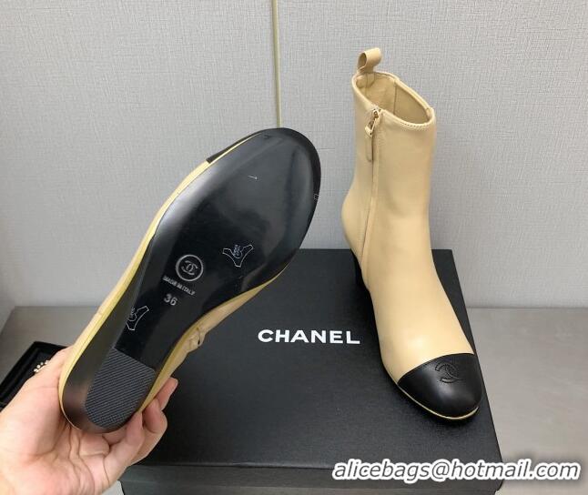 Top Quality Chanel Stretch Lambskin Wedge Ankle Boots G39428 6cm Beige