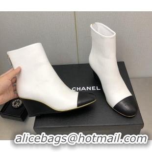 Super Quality Chanel Lambskin Wedge Ankle Boots 6.5cm White 101238