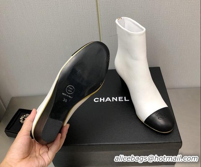 Super Quality Chanel Lambskin Wedge Ankle Boots 6.5cm White 101238