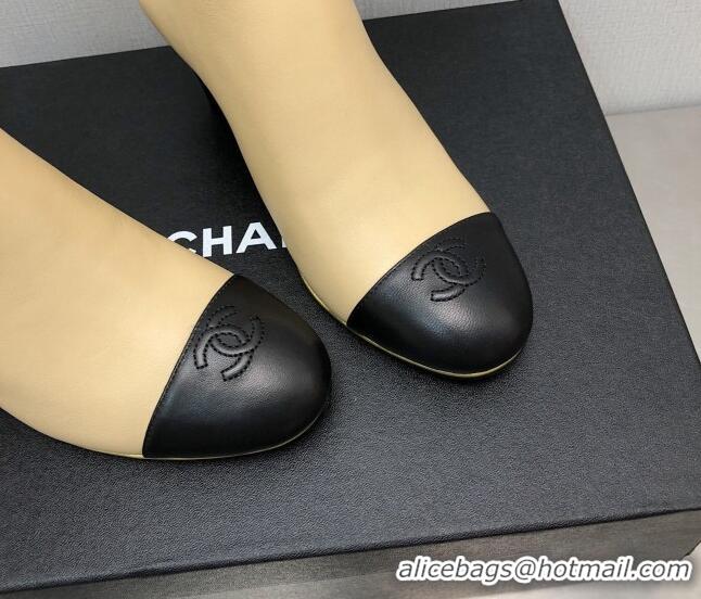 Duplicate Chanel Lambskin Wedge Ankle Boots 6.5cm Beige 101239