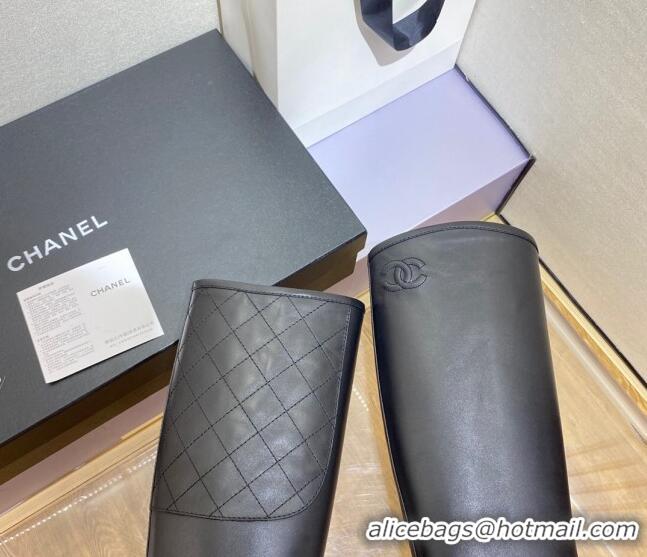 Top Quality Chanel Calfskin High Boots G39212 4cm Black/Leather 101240