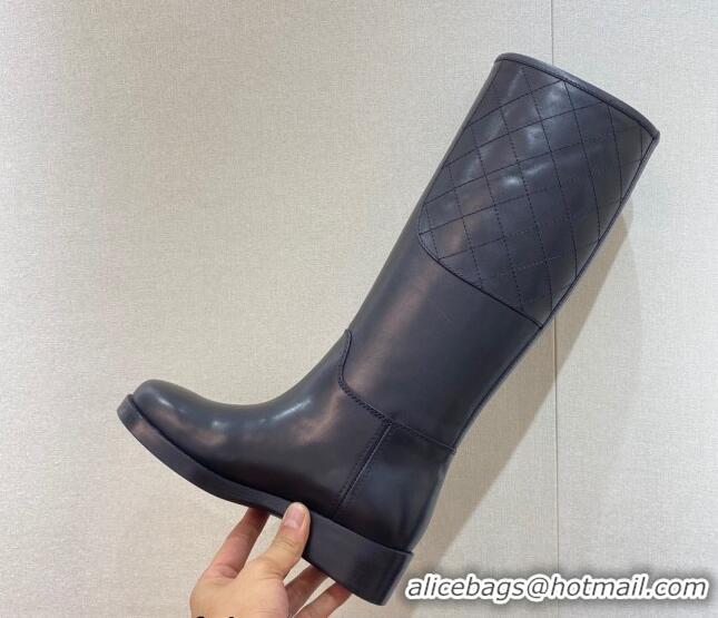 Top Quality Chanel Calfskin High Boots G39212 4cm Black/Leather 101240