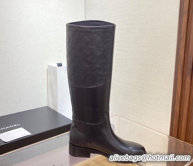 Top Quality Chanel Calfskin High Boots G39212 4cm Black/Leather 101240