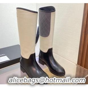 Low Cost Chanel Calfskin High Boots G39212 4cm Light Beige/Gray