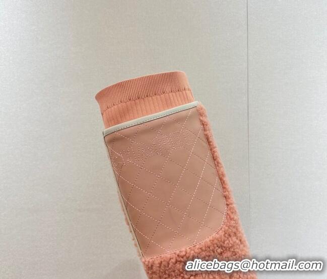 Duplicate Chanel Wool Fabric High Boots G39212 4cm Pink/Black