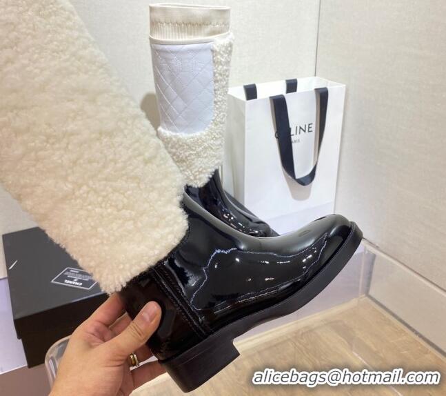 Discount Chanel Wool Fabric High Boots G39212 4cm White/Black