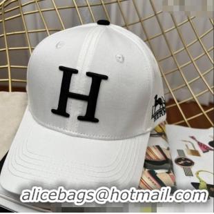 Reasonable Price Hermes Fabric Baseball Hat 1122126 White 2022