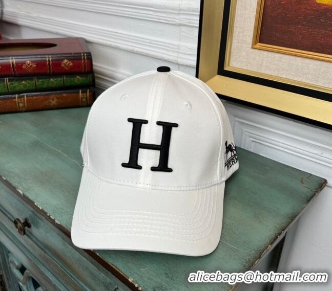 Reasonable Price Hermes Fabric Baseball Hat 1122126 White 2022