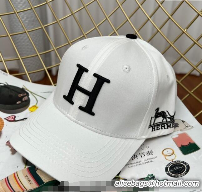 Reasonable Price Hermes Fabric Baseball Hat 1122126 White 2022