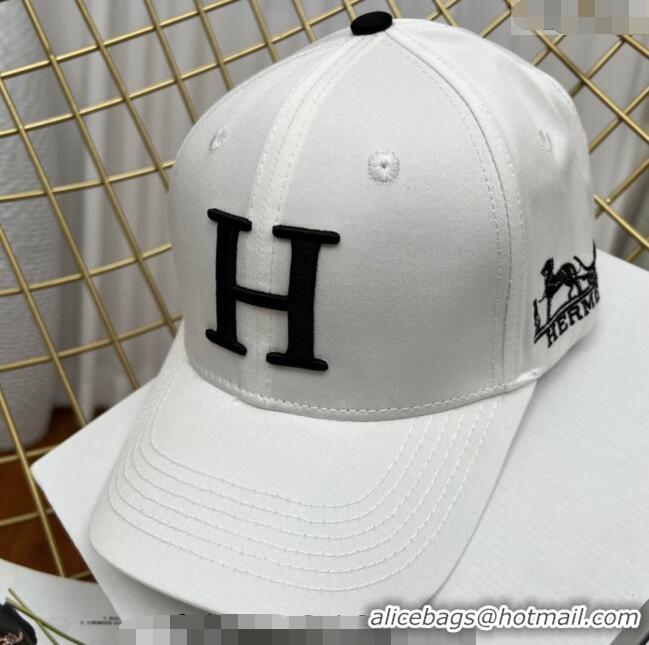 Reasonable Price Hermes Fabric Baseball Hat 1122126 White 2022