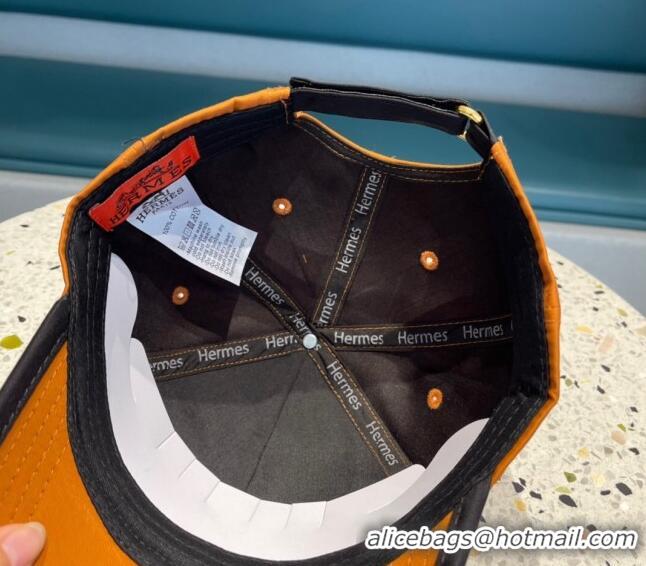 Super Quality Hermes Horse Fabric Baseball Hat 1122129 Orange 2022