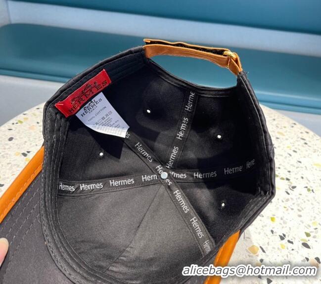 Top Quality Hermes Horse Fabric Baseball Hat 1122129 Black 2022