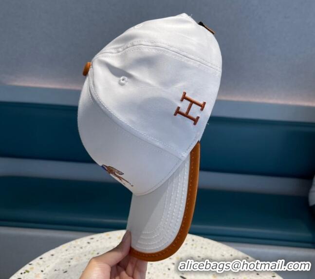 Most Popular Hermes Horse Fabric Baseball Hat 1122129 White 2022