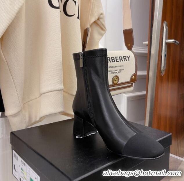 Reasonable Price Chanel Lambskin & Grosgrain CC Heeled Ankle Boots 5cm Black 101271