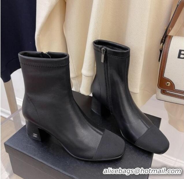 Reasonable Price Chanel Lambskin & Grosgrain CC Heeled Ankle Boots 5cm Black 101271