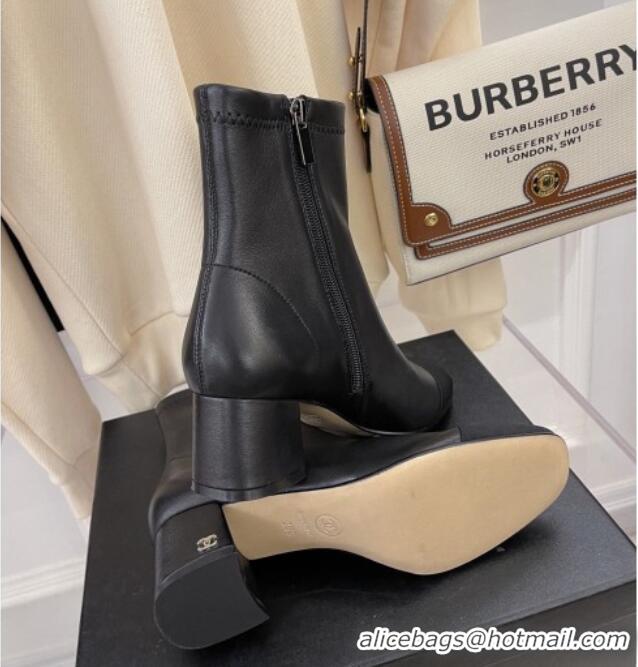 Reasonable Price Chanel Lambskin & Grosgrain CC Heeled Ankle Boots 5cm Black 101271