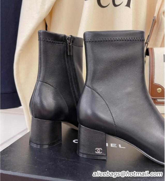 Reasonable Price Chanel Lambskin & Grosgrain CC Heeled Ankle Boots 5cm Black 101271