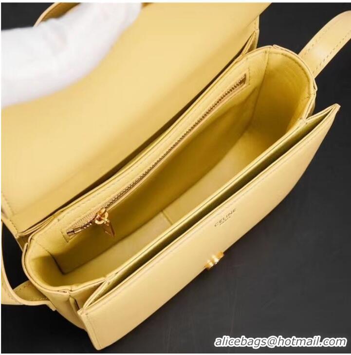 Luxury Cheap Celine TEEN CLASSIC BAG IN BOX CALFSKIN 199233 light yellow