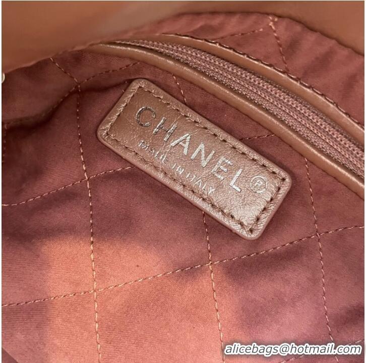 Luxury Cheap CHANEL MINI 22 HANDBAG Metallic Calfskin & Silver Metal AS3989 PINK