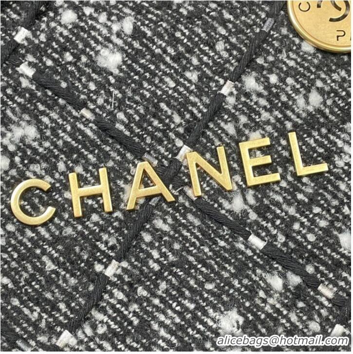 Good Product CHANEL SMALL 22 HANDBAG Tweed & Gold-Tone Metal AS3260 BLACK