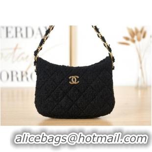 Unique Grade CHANEL SMALL Tweed & Gold-Tone Metal AS3562 BLACK