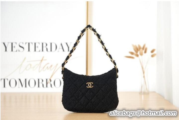 Unique Grade CHANEL SMALL Tweed & Gold-Tone Metal AS3562 BLACK