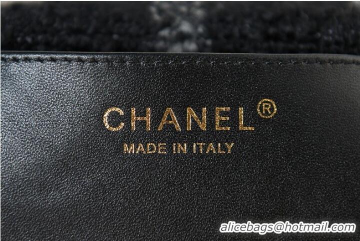 Classic Cheapest CHANEL SMALL Tweed & Gold-Tone Metal AS3562 BLACK&BLUE