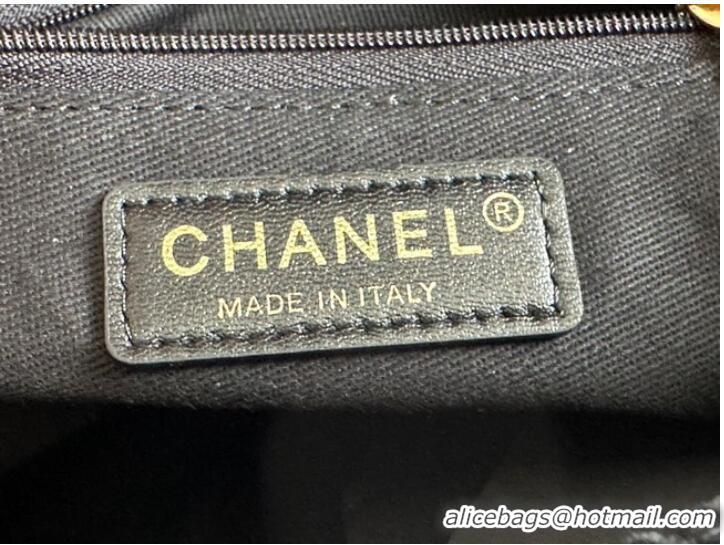 Famous Brand CHANEL Printed Denim & Gold-Tone Metal AS3135 black