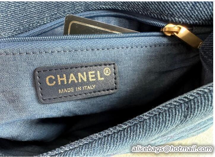 Trendy Design CHANEL Printed Denim & Gold-Tone Metal AS3135 blue