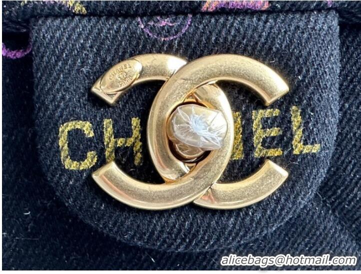 Shop Discount CHANEL Printed Denim & Gold-Tone Metal AS3134 black