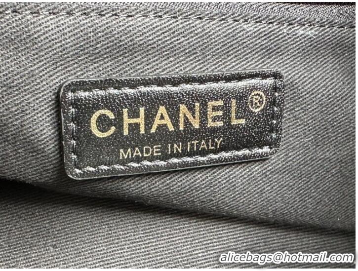 Pretty Style CHANEL Printed Denim & Gold-Tone Metal AS3136 black