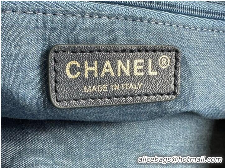 Promotional CHANEL Printed Denim & Gold-Tone Metal AS3136 blue