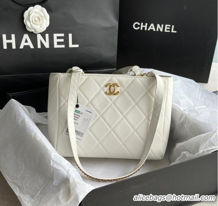 Grade Quality CHANEL Calfskin & Gold-Tone Metal AS3508 white