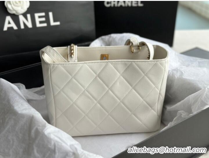 Grade Quality CHANEL Calfskin & Gold-Tone Metal AS3508 white