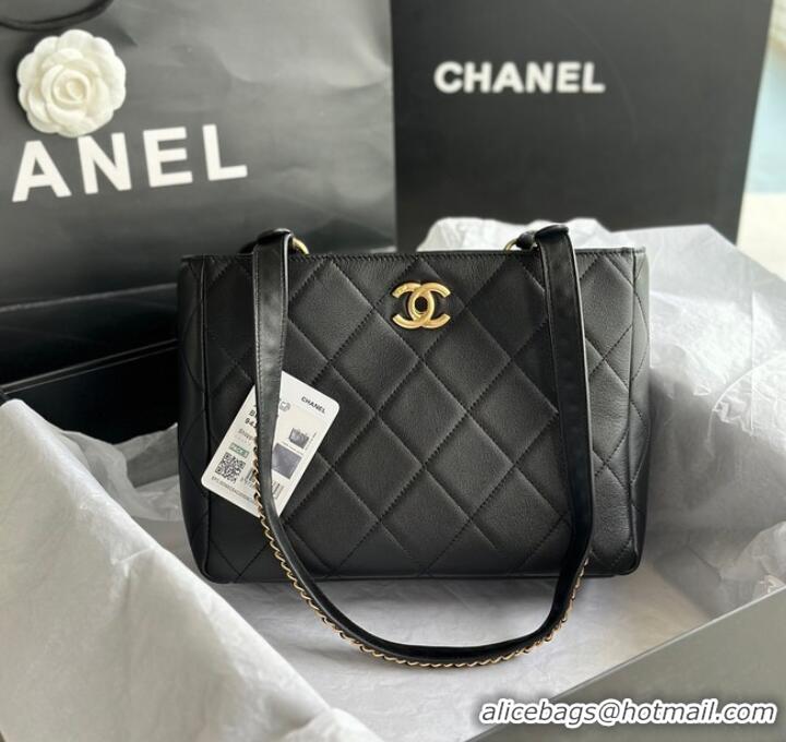 Affordable Price CHANEL Calfskin & Gold-Tone Metal AS3508 black