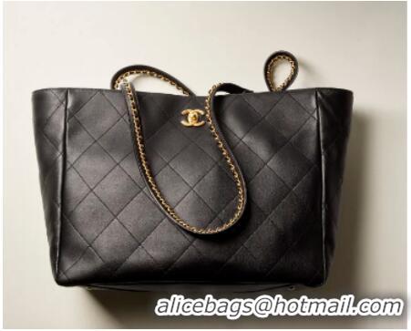 Affordable Price CHANEL Calfskin & Gold-Tone Metal AS3508 black