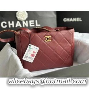 Good Product CHANEL Calfskin & Gold-Tone Metal AS3508 Burgundy