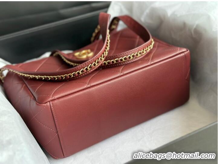 Good Product CHANEL Calfskin & Gold-Tone Metal AS3508 Burgundy