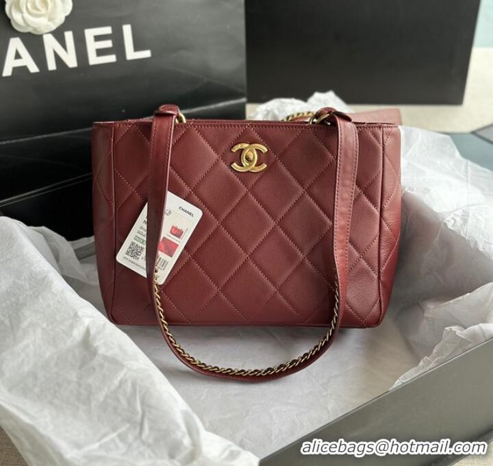 Good Product CHANEL Calfskin & Gold-Tone Metal AS3508 Burgundy