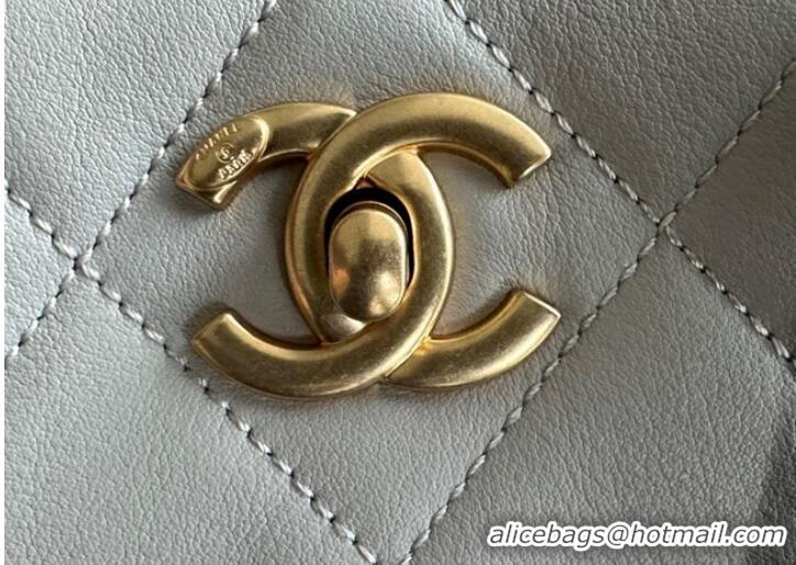 Buy Inexpensive CHANEL Calfskin & Gold-Tone Metal AS3508 light gray