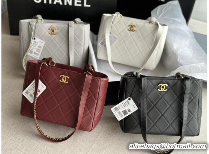 Buy Inexpensive CHANEL Calfskin & Gold-Tone Metal AS3508 light gray