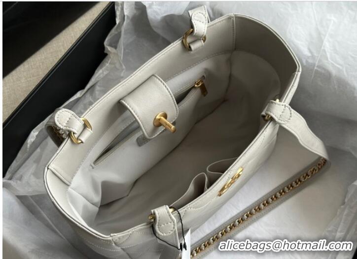 Buy Inexpensive CHANEL Calfskin & Gold-Tone Metal AS3508 light gray