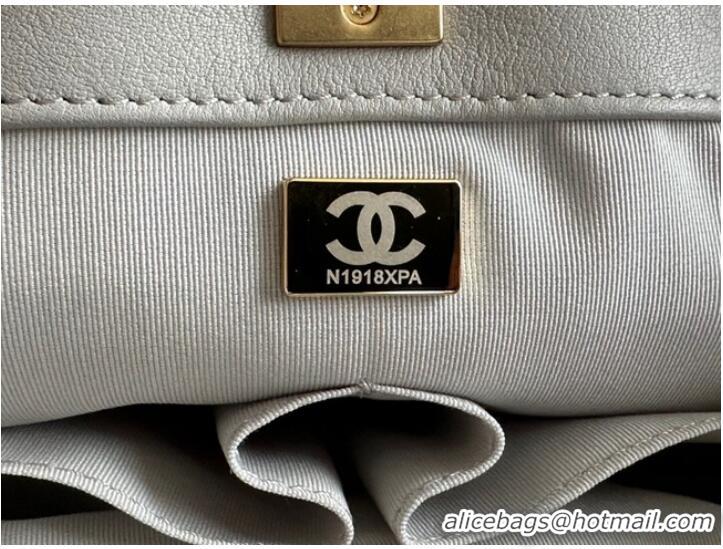 Buy Inexpensive CHANEL Calfskin & Gold-Tone Metal AS3508 light gray