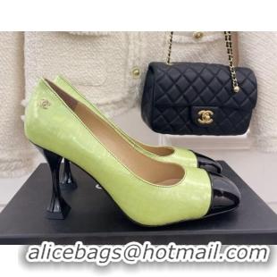 Best Price Chanel Stone Embossed Leather High Heel Pumps 9cm Green 101278