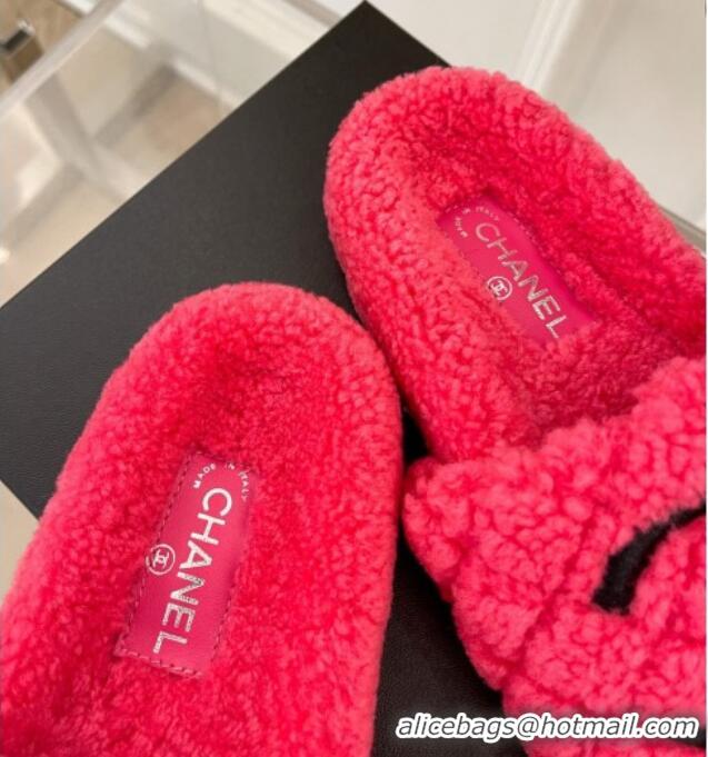 Most Popular Chanel Quilted Shearling Flat Slide Sandals Dark Pink 101289