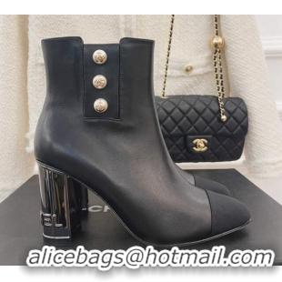 Chic Chanel Lambskin Ankle Boots with CC Pearls 8.5cm Black 101293