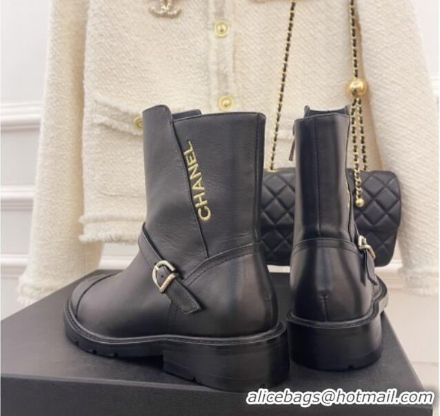 Discount Chanel Calfskin Ankle Boots Black 101294