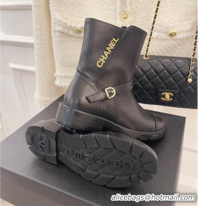 Discount Chanel Calfskin Ankle Boots Black 101294