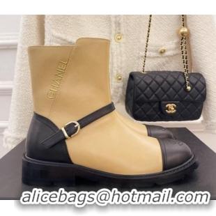 Low Price Chanel Calfskin Ankle Boots Beige 101295